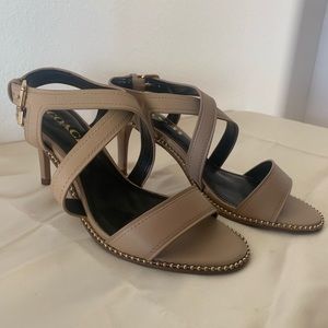 Coach Nude 3” Heel with Gold Detailing